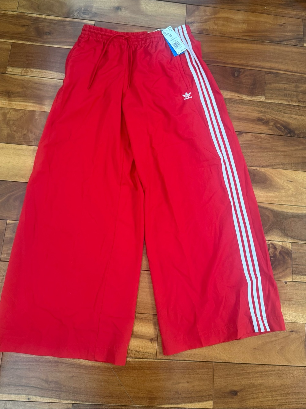 adidas Red Track Pants with White Three-Stripes - Picture 2 of 4